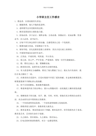 小学班主任工作感言