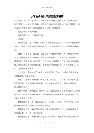 小学生少先队干部竞选演讲稿