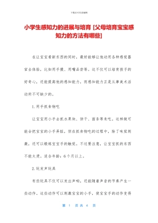 小学生感知力的发展与培养