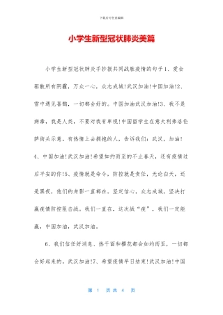 小学生新型冠状肺炎美篇