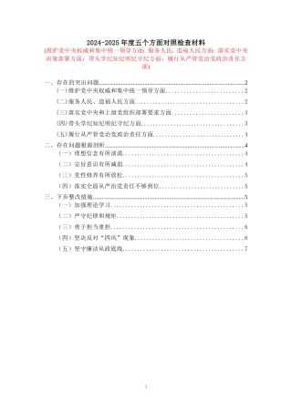 2025五个方面剖析整改措施一