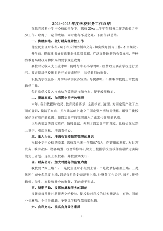 2024-2025年度学校财务工作总结汇报范文