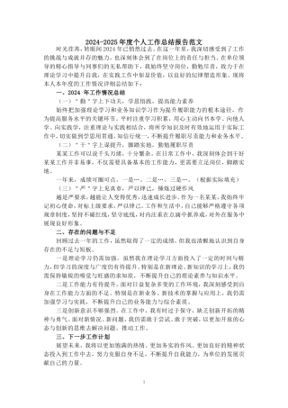 2024-2025年度个人工作总结报告范文 四