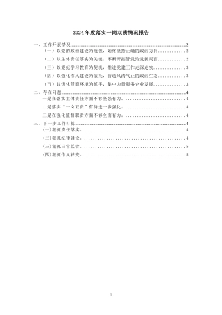 2024年度落实一岗双责情况报告