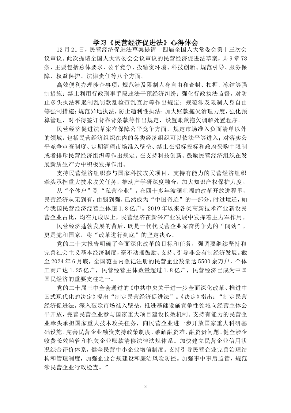 学习《民营经济促进法》心得体会_第3页