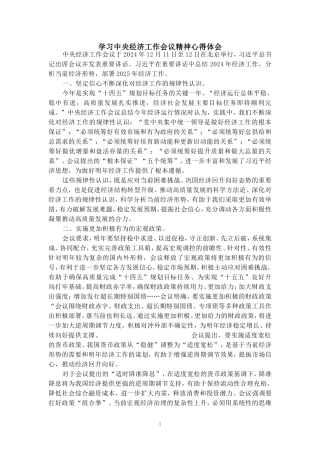 学习2025经济工作会议精神心得体会01