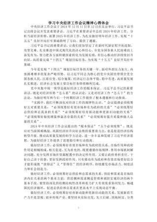 学习2025经济工作会议精神心得一
