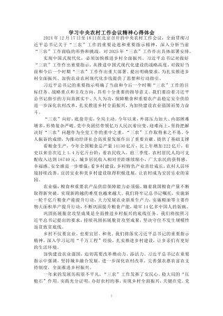 学习2025农村工作会议精神心得体会二