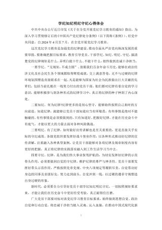 学纪知纪明纪守纪心得体会六