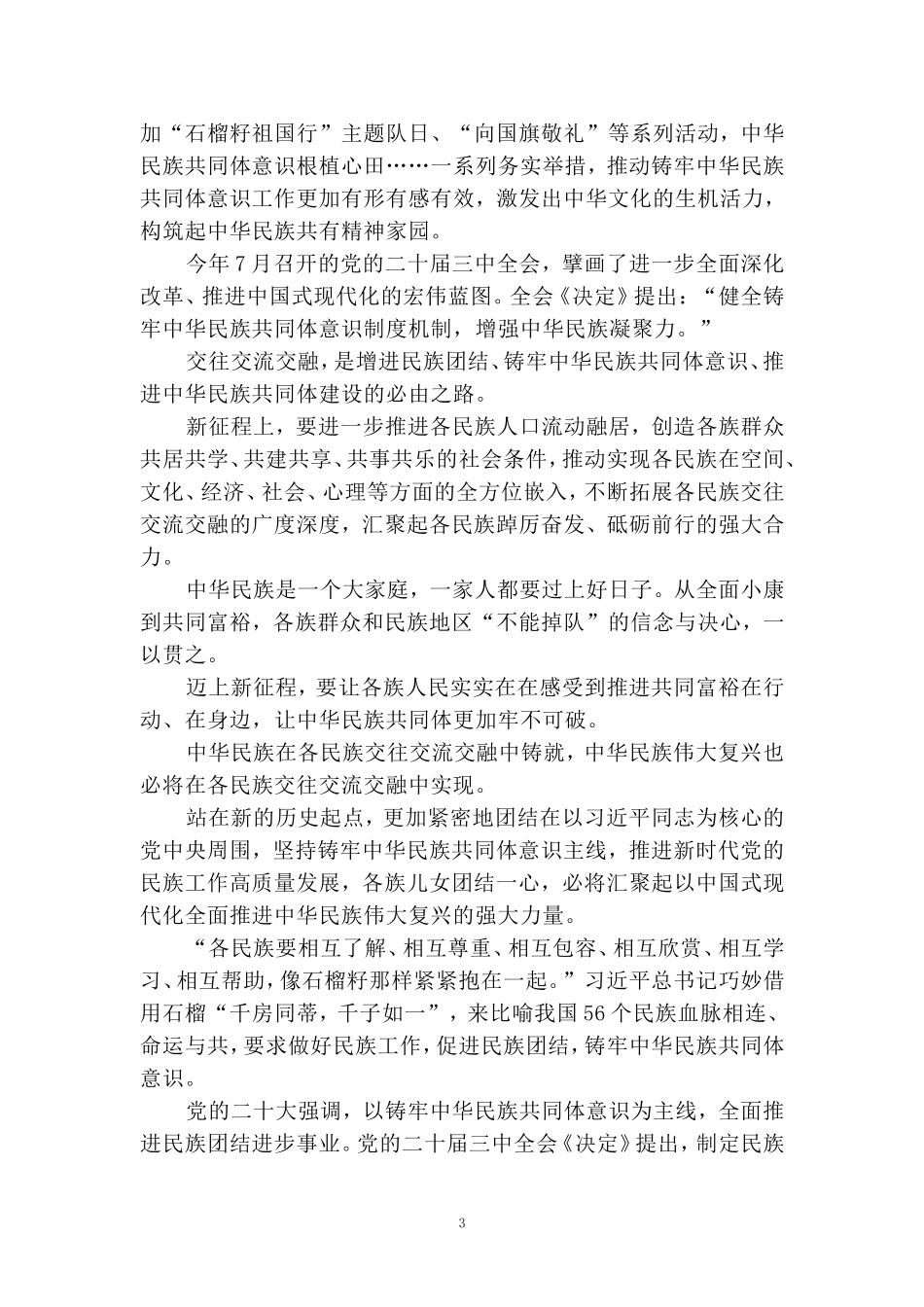 全国民族团结进步表彰大会心得体会四_第3页