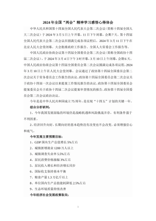 2024年全国“两会”精神学习感悟发言材料二