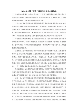 2024年全国“两会”精神学习感悟心得体会