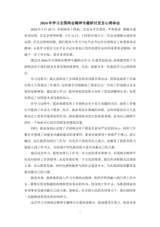 2024年学习全国两会精神专题研讨发言心得体会