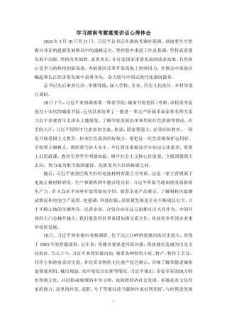 学习湖南考察重要讲话心得体会