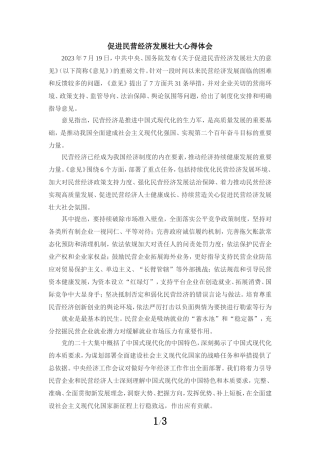 促进民营经济发展壮大心得体会二