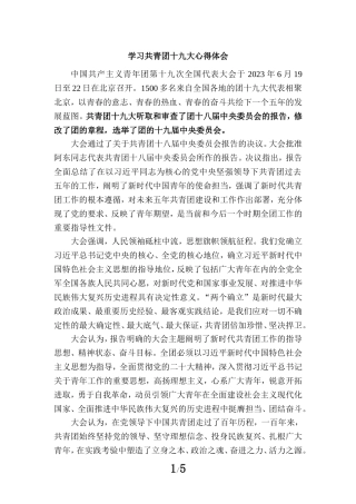 学习共青团十九大精神感悟3