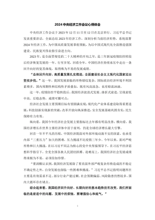 学习2024年中央经济工作会议心得体会2