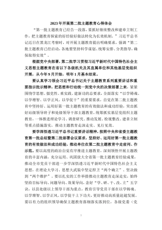 2023年开展第二批主题教育心得体会2