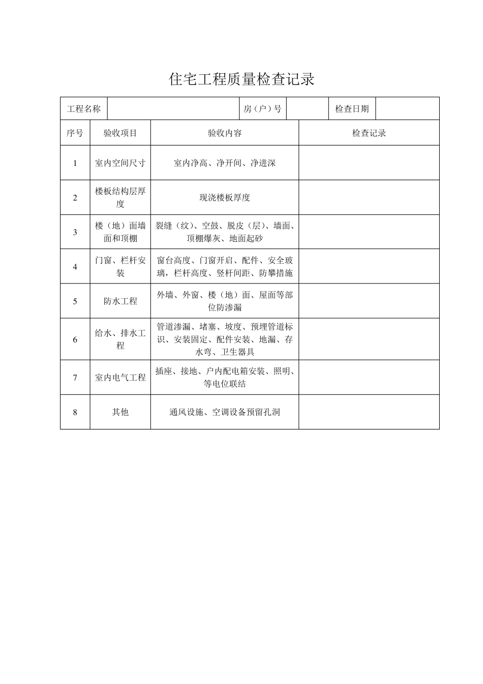 最新分户验收资料表格全版_第1页