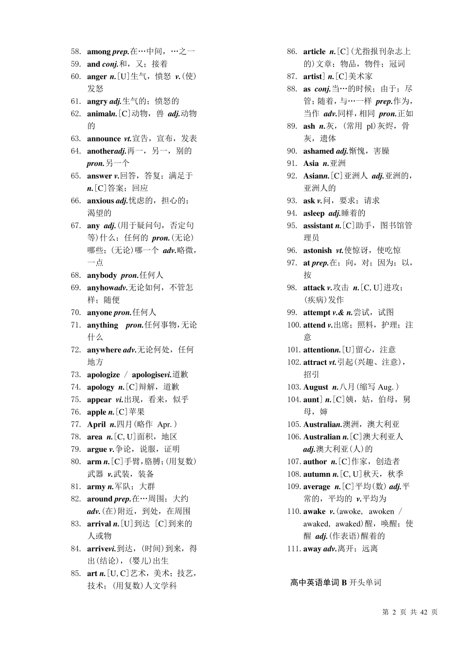 最新初高中英语单词大全_第2页