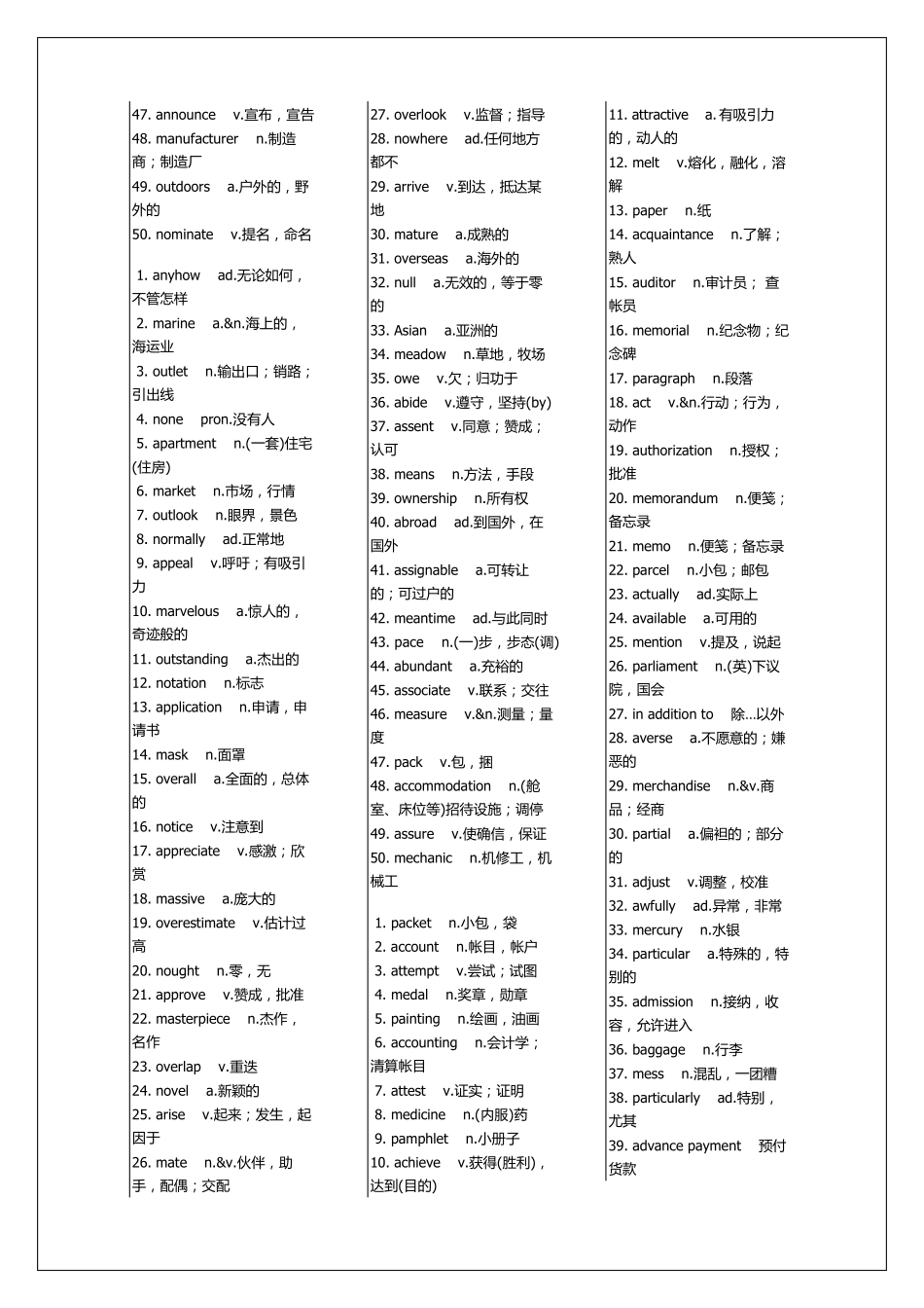 最新商务英语常用词汇_第2页