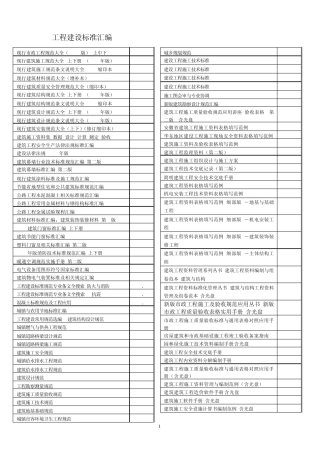 最新国家标准、行业标准、图集、工程手册及标准汇编清单