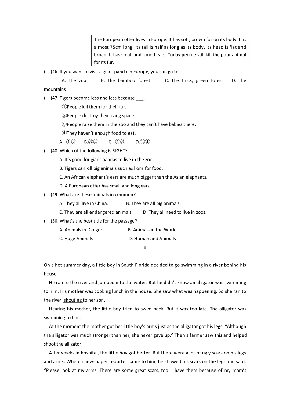 最新外研版英语八年级上册期末试题及答案_第3页