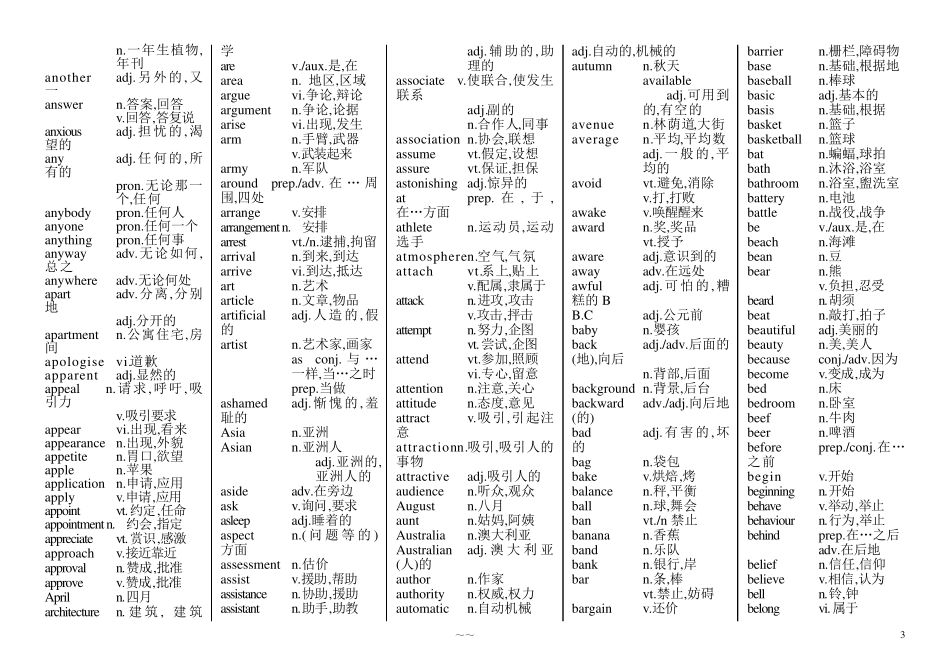 最新大学英语B级词汇表_第3页
