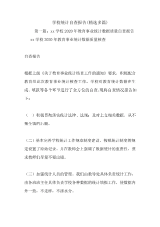 最新学校统计自查报告