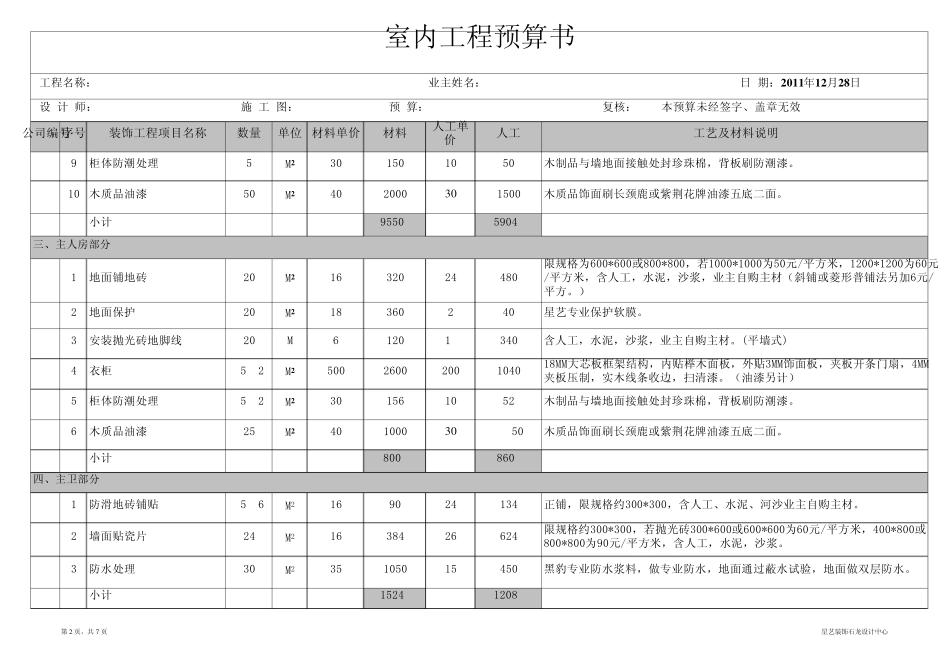 最新完整标准版装修预算书_第2页