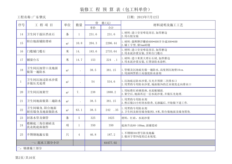 最新室内装修预算(2013年7月广东)_第2页