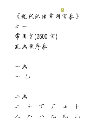 最新常用3500字规范汉字之行楷