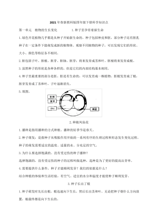 最新教科版《科学》四年级下册配套知识点知识复习提纲