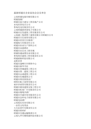 最新昭通市企业家协会会员单位