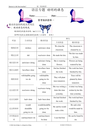 最新最全中考被动语态专题