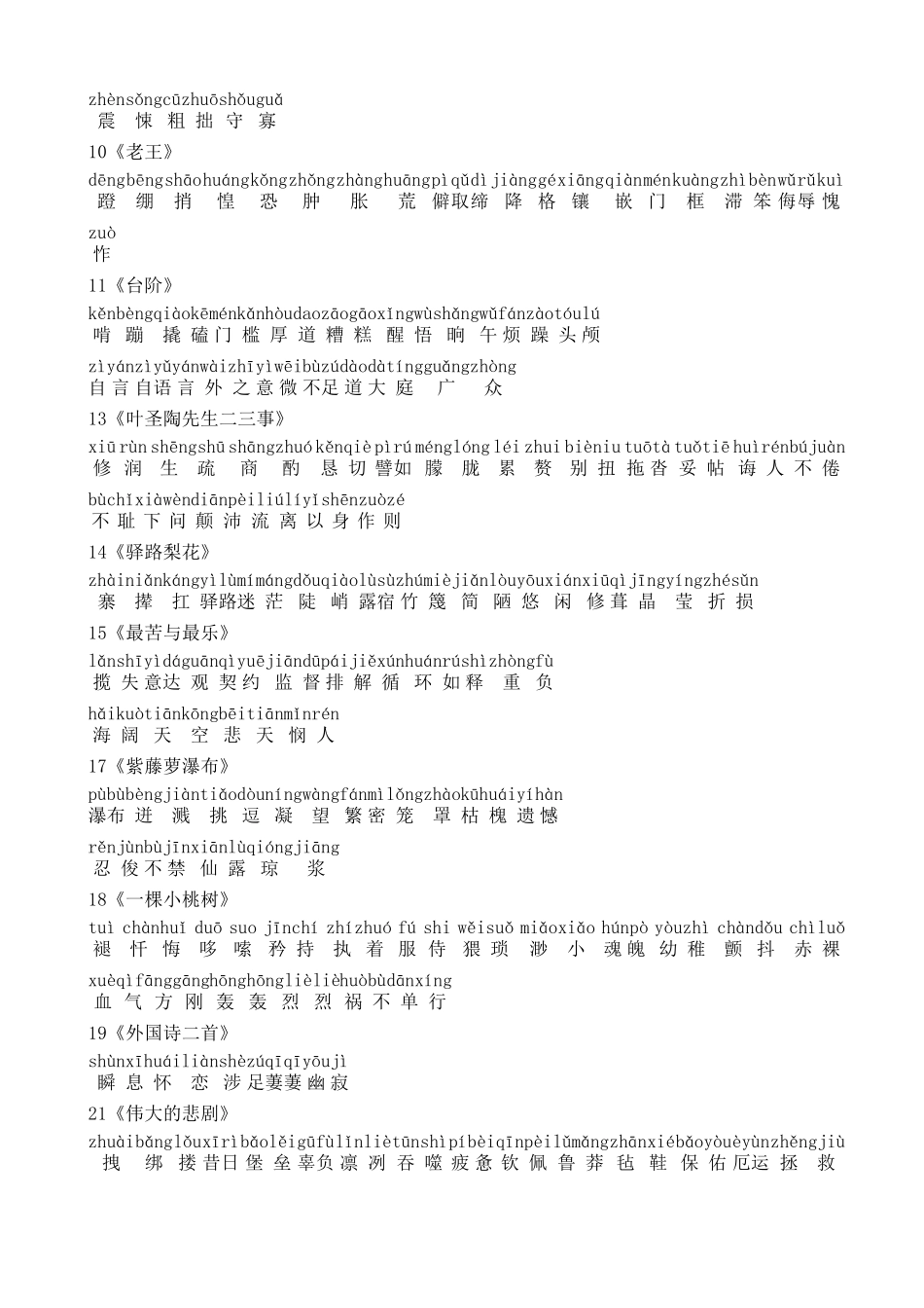 最新版人教部编版七年级语文下册期末复习生字词词语解释整理_第2页