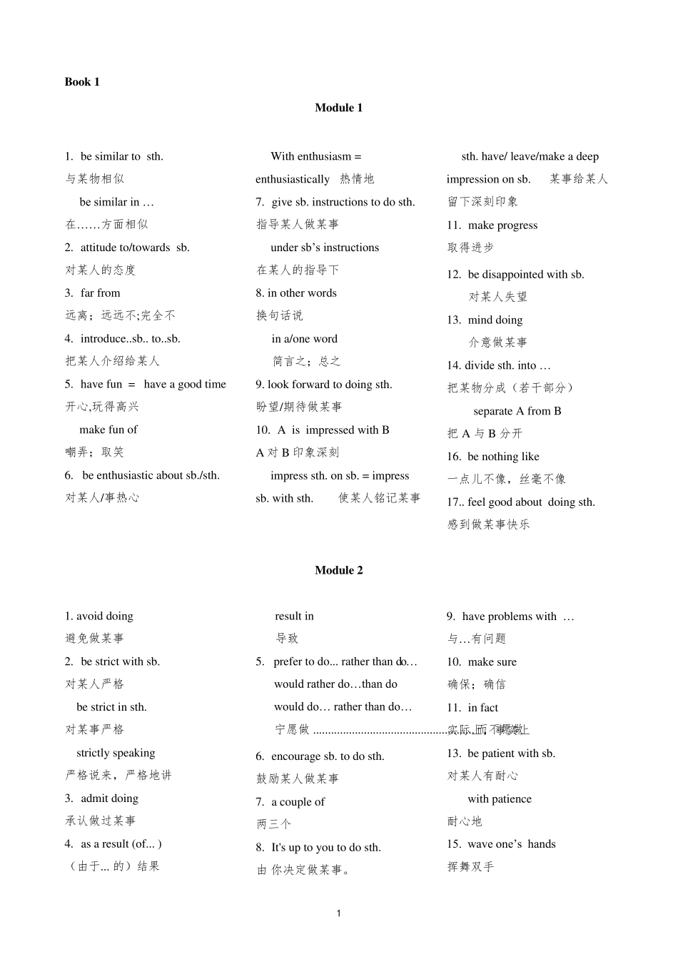 最新版外研版高中英语必修15短语_第1页