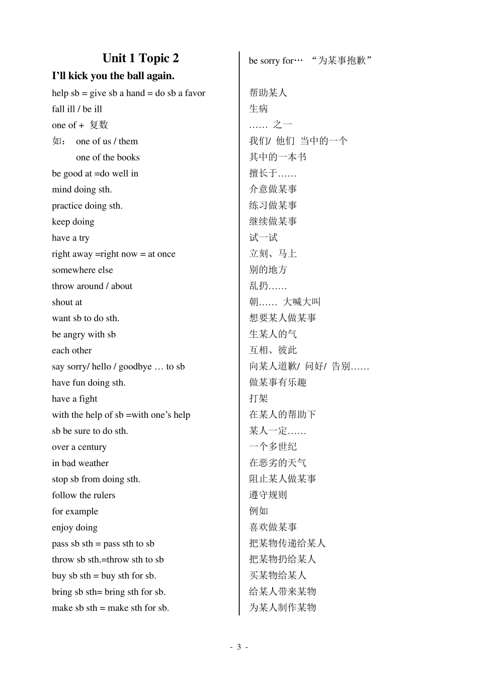 最新版本的仁爱英语八年级上册词组,句型等归纳(2014.12整理)_第3页