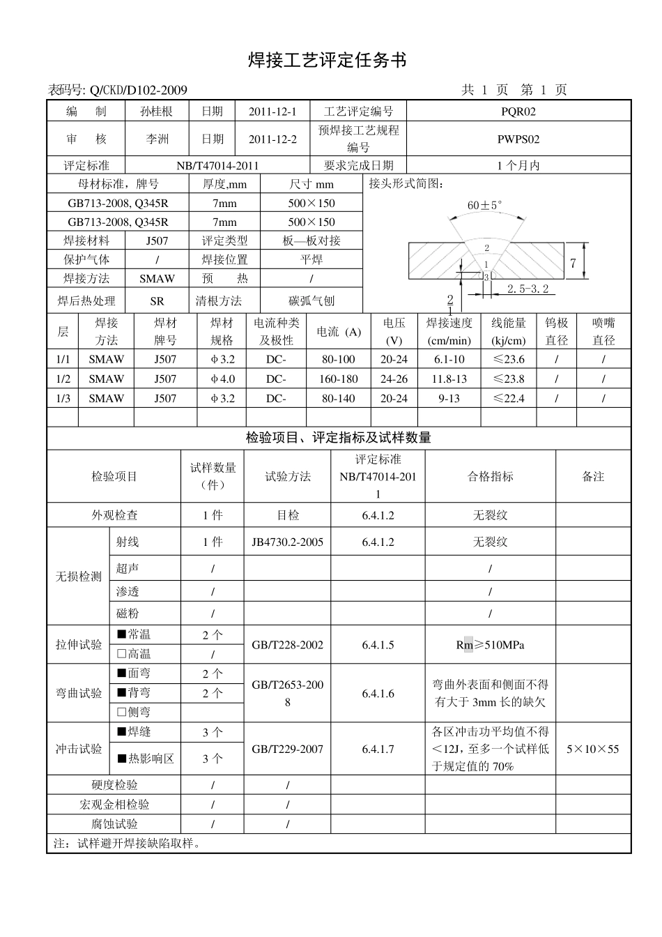 最新版焊接工艺评定表格_第2页