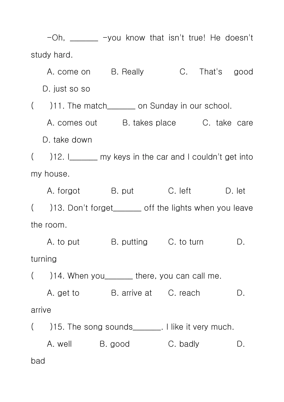 最新牛津译林版八年级英语上册Unit3单元检测卷及答案(试卷)_第3页