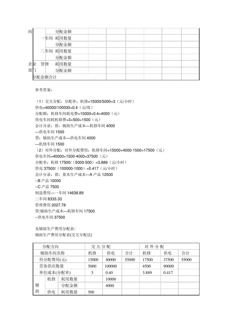 最新电大成本会计形成性考核作业答案2_第2页