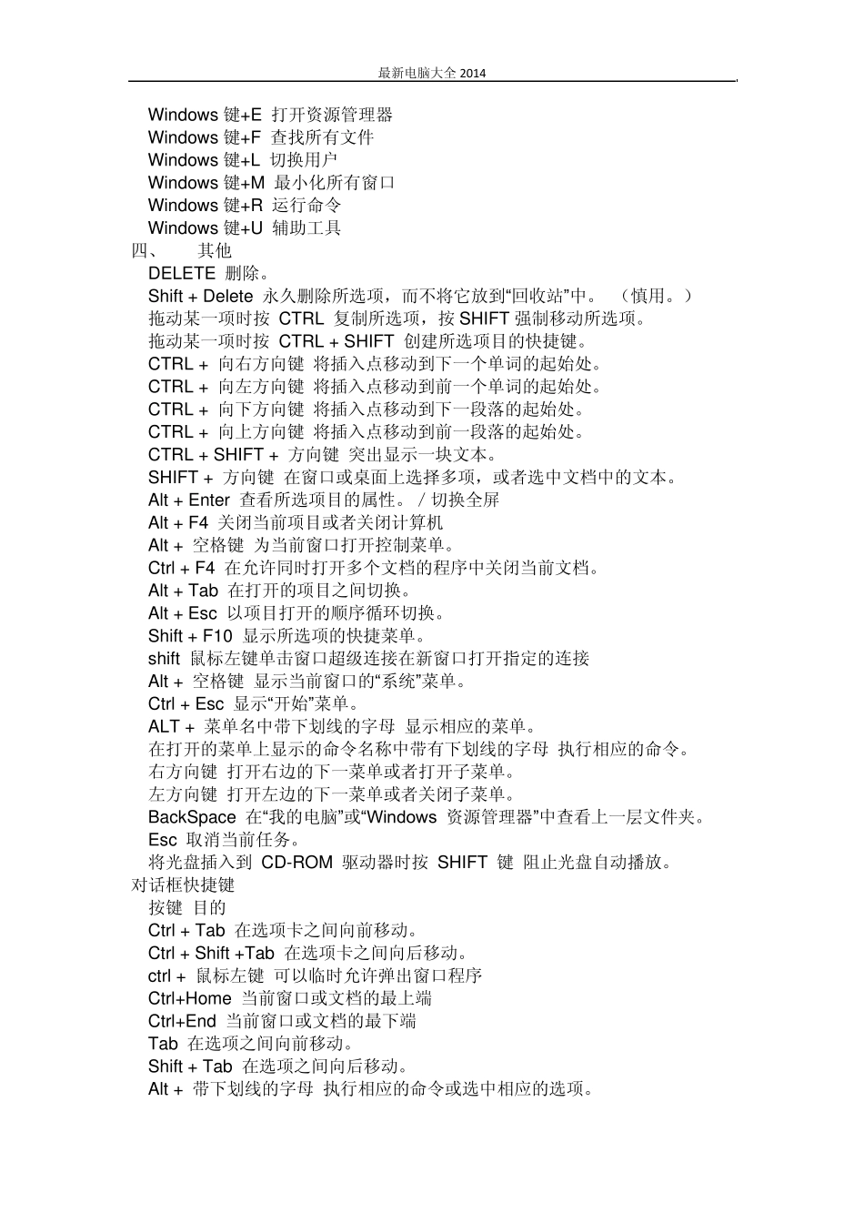 最新电脑键盘快捷键大全2014版_第2页