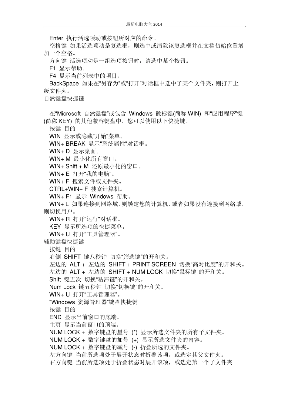 最新电脑键盘快捷键大全2014版_第3页