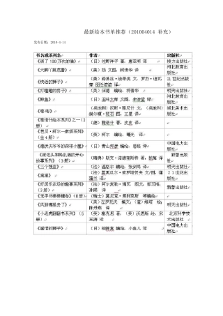 最新绘本书单推荐