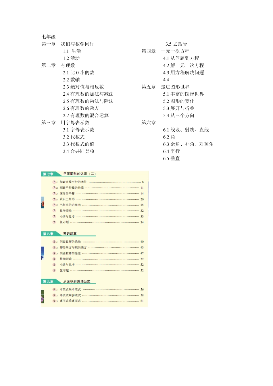 最新苏科版七年级至九年级数学教材目录_第1页