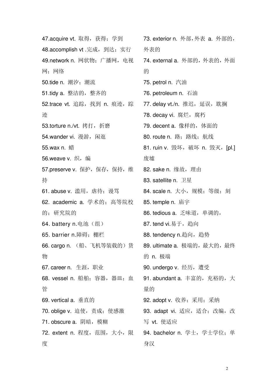 最新英语专业四级核心词汇_第2页