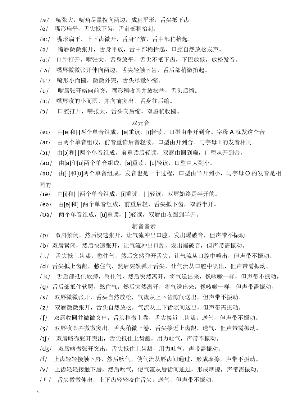 最新英语国际音标表(48个)word版绝对准确!最新音标表_第3页