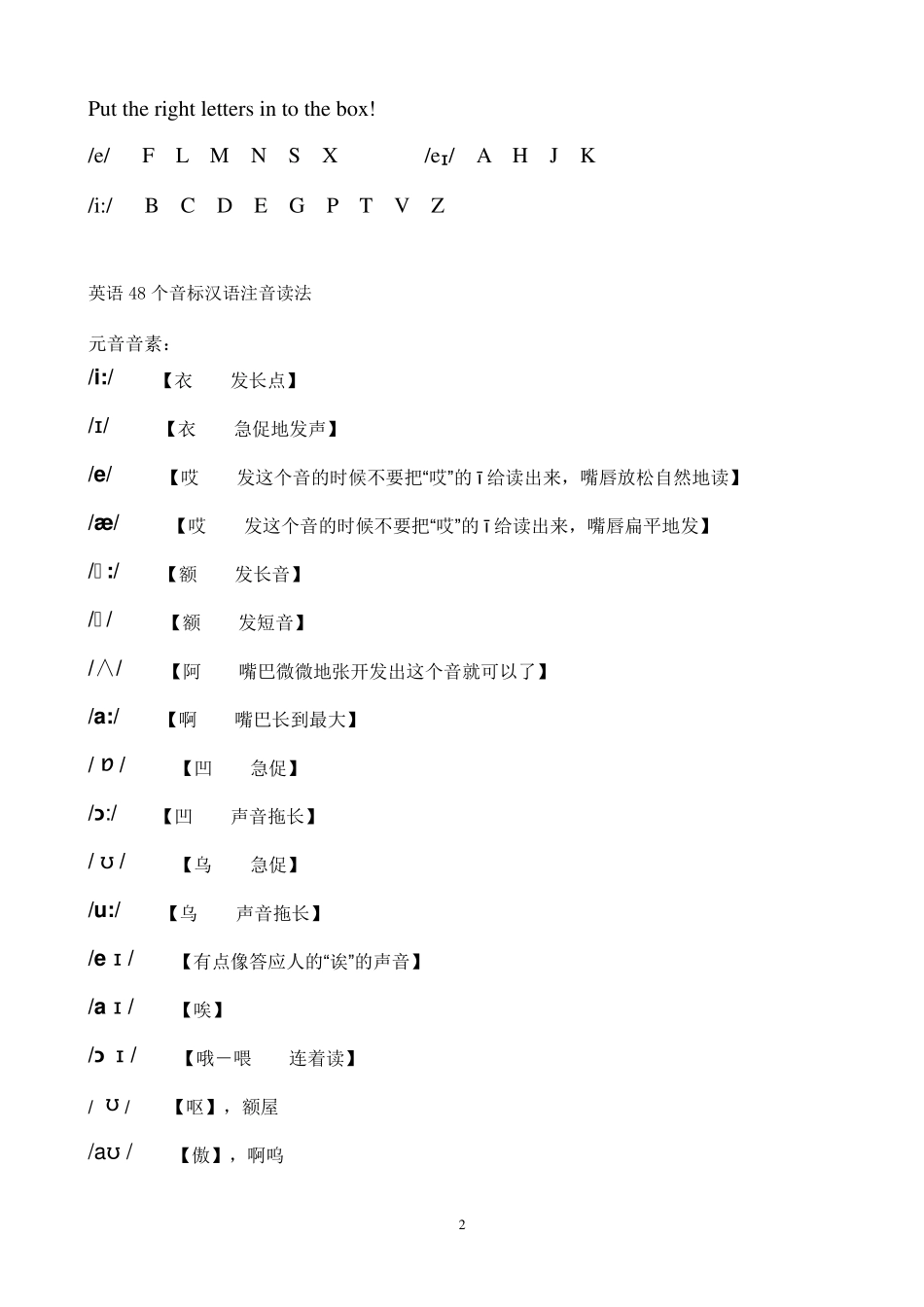最新英语国际音标表_第2页
