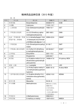 最最新版精神药品目录