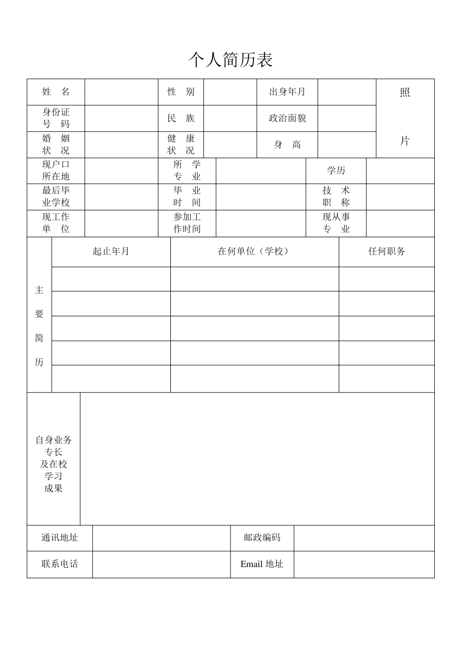 最简单个人简历模板_第1页